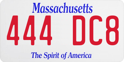 MA license plate 444DC8