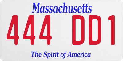 MA license plate 444DD1