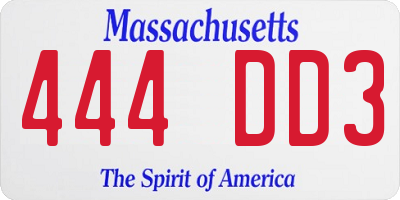 MA license plate 444DD3