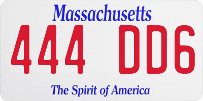 MA license plate 444DD6