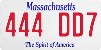 MA license plate 444DD7