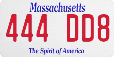MA license plate 444DD8