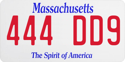 MA license plate 444DD9