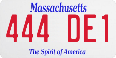 MA license plate 444DE1