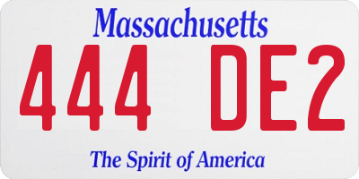 MA license plate 444DE2