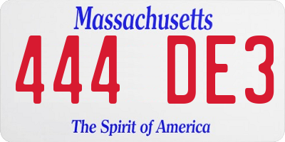 MA license plate 444DE3