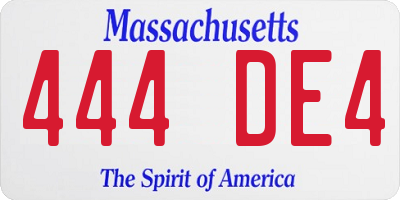 MA license plate 444DE4