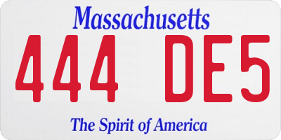 MA license plate 444DE5