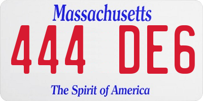 MA license plate 444DE6