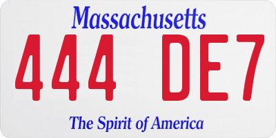 MA license plate 444DE7