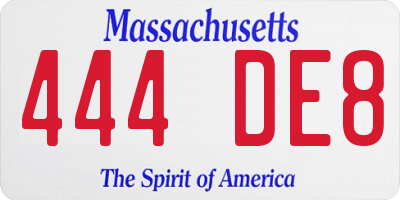 MA license plate 444DE8