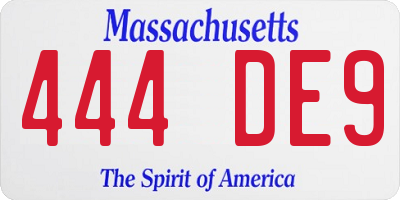 MA license plate 444DE9