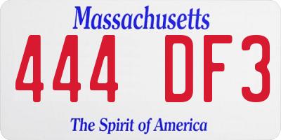 MA license plate 444DF3