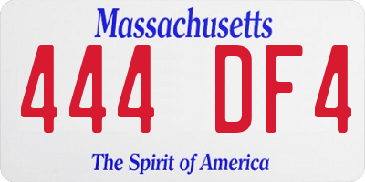 MA license plate 444DF4