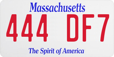 MA license plate 444DF7