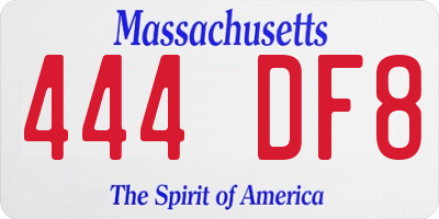 MA license plate 444DF8