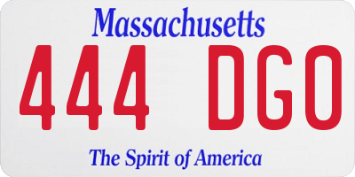 MA license plate 444DG0