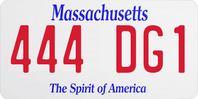 MA license plate 444DG1