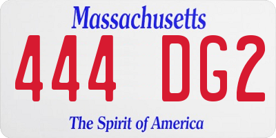 MA license plate 444DG2