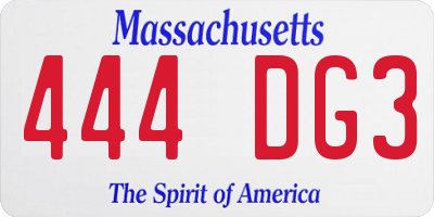 MA license plate 444DG3
