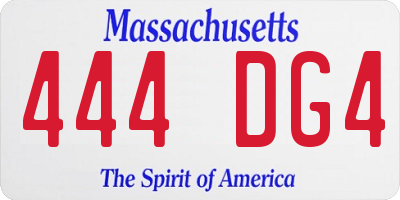 MA license plate 444DG4