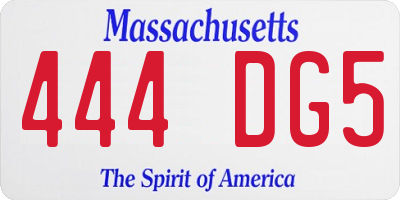MA license plate 444DG5