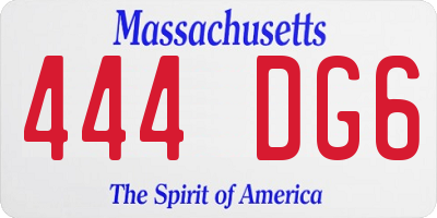 MA license plate 444DG6