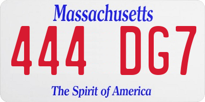 MA license plate 444DG7