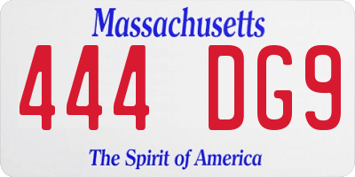 MA license plate 444DG9