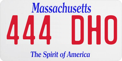 MA license plate 444DH0