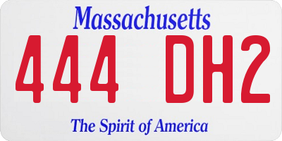 MA license plate 444DH2