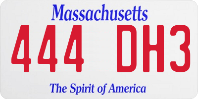 MA license plate 444DH3