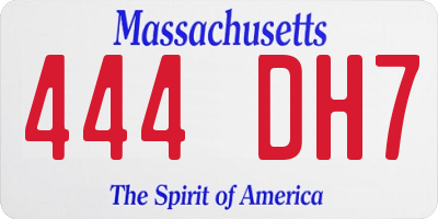 MA license plate 444DH7