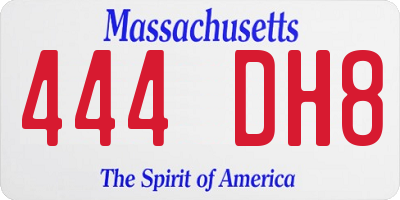 MA license plate 444DH8
