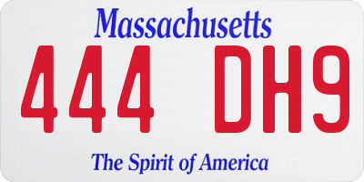 MA license plate 444DH9
