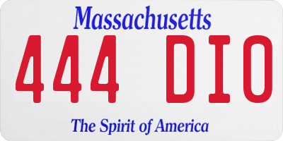 MA license plate 444DI0