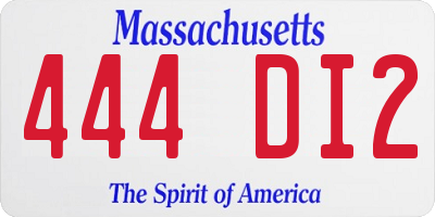 MA license plate 444DI2