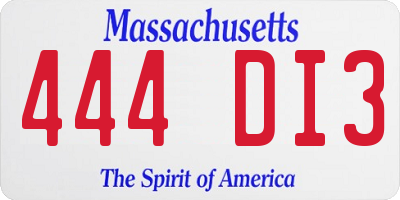 MA license plate 444DI3