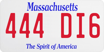 MA license plate 444DI6