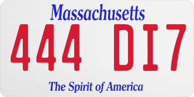 MA license plate 444DI7