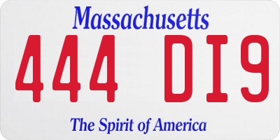 MA license plate 444DI9