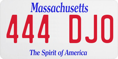 MA license plate 444DJ0