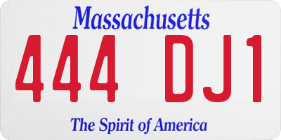 MA license plate 444DJ1