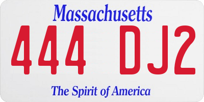 MA license plate 444DJ2