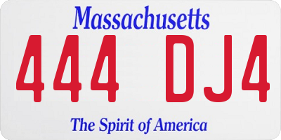 MA license plate 444DJ4