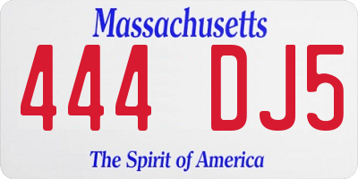 MA license plate 444DJ5