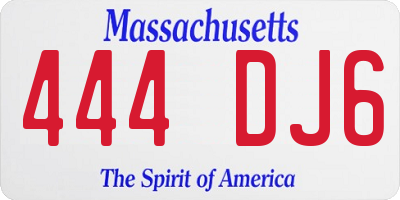 MA license plate 444DJ6