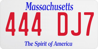 MA license plate 444DJ7