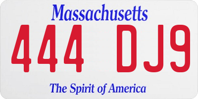 MA license plate 444DJ9