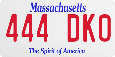 MA license plate 444DK0